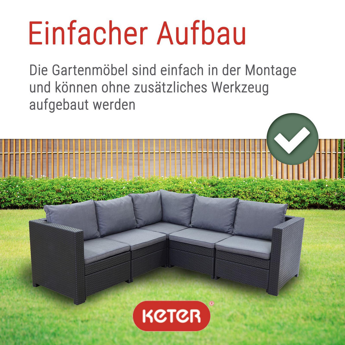 LOUNGESET Provence inkl. Kissen in Anthrazit - Grau, Textil - Keter
