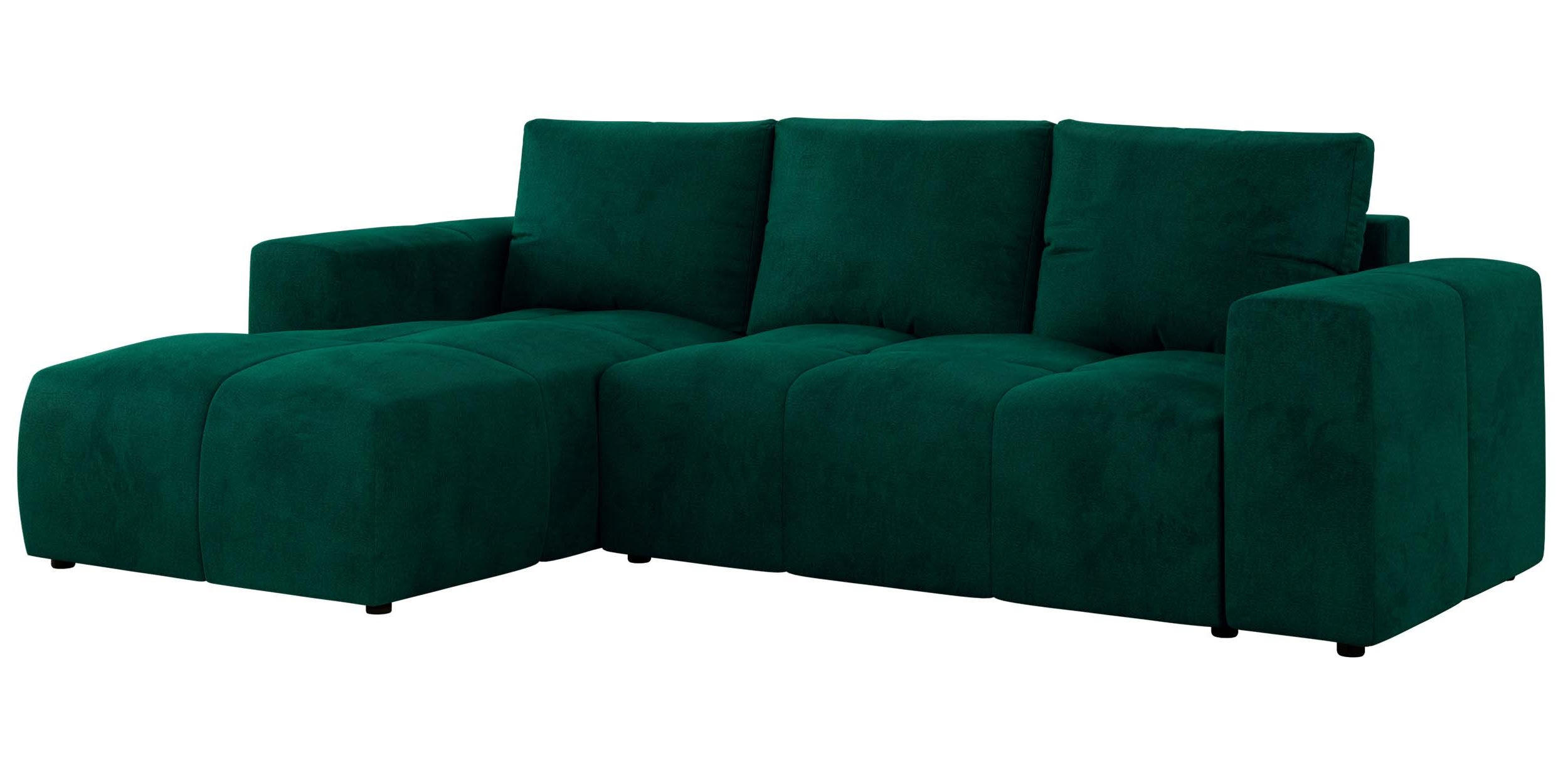 ECKSOFA MONIVA Dunkelgrün Velvet - Links - Dunkelgrün/Schwarz, Textil (164/266cm) - MKS