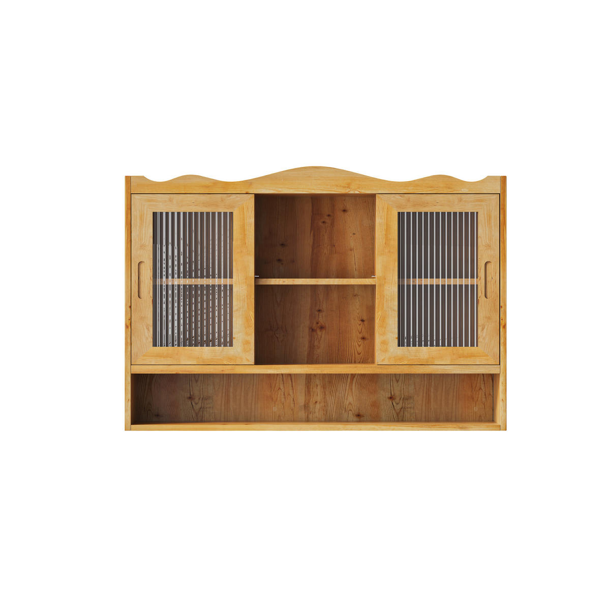 HÄNGESCHRANK 90/20/60 cm natur aus Massivholz und Glas mit Schiebetüren - Naturfarben, Glas (90/60/20cm) - OKWISH