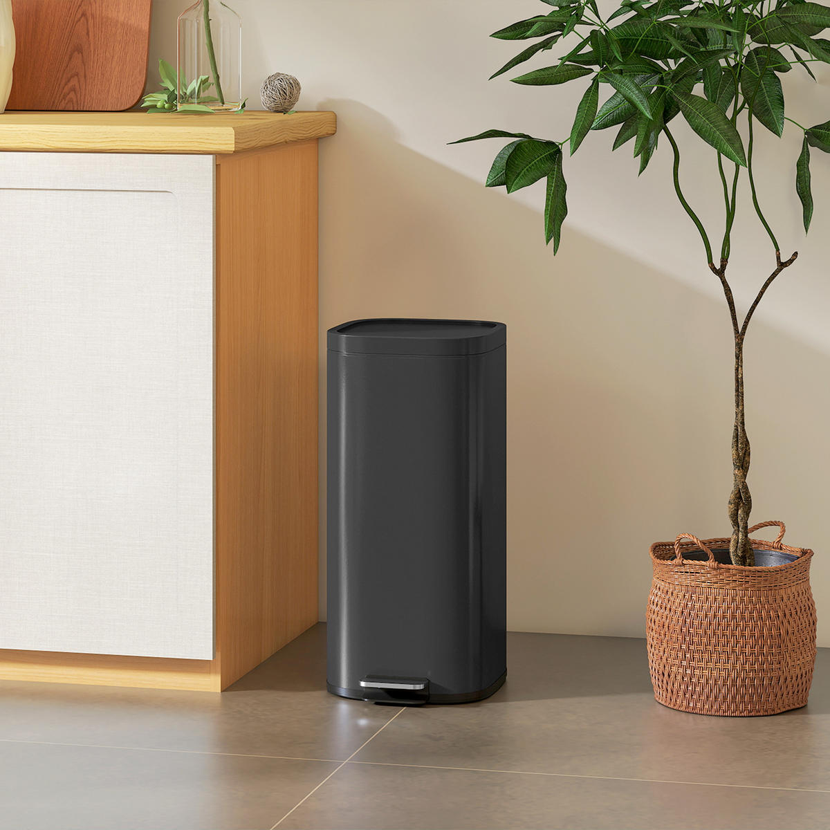 MÜLLEIMER SENSOR 30L Soft-Close Metall Anti-Fingerprint 29/36/59,5 cm - Schwarz, Metall (29/59.5/36cm) - Rolipo