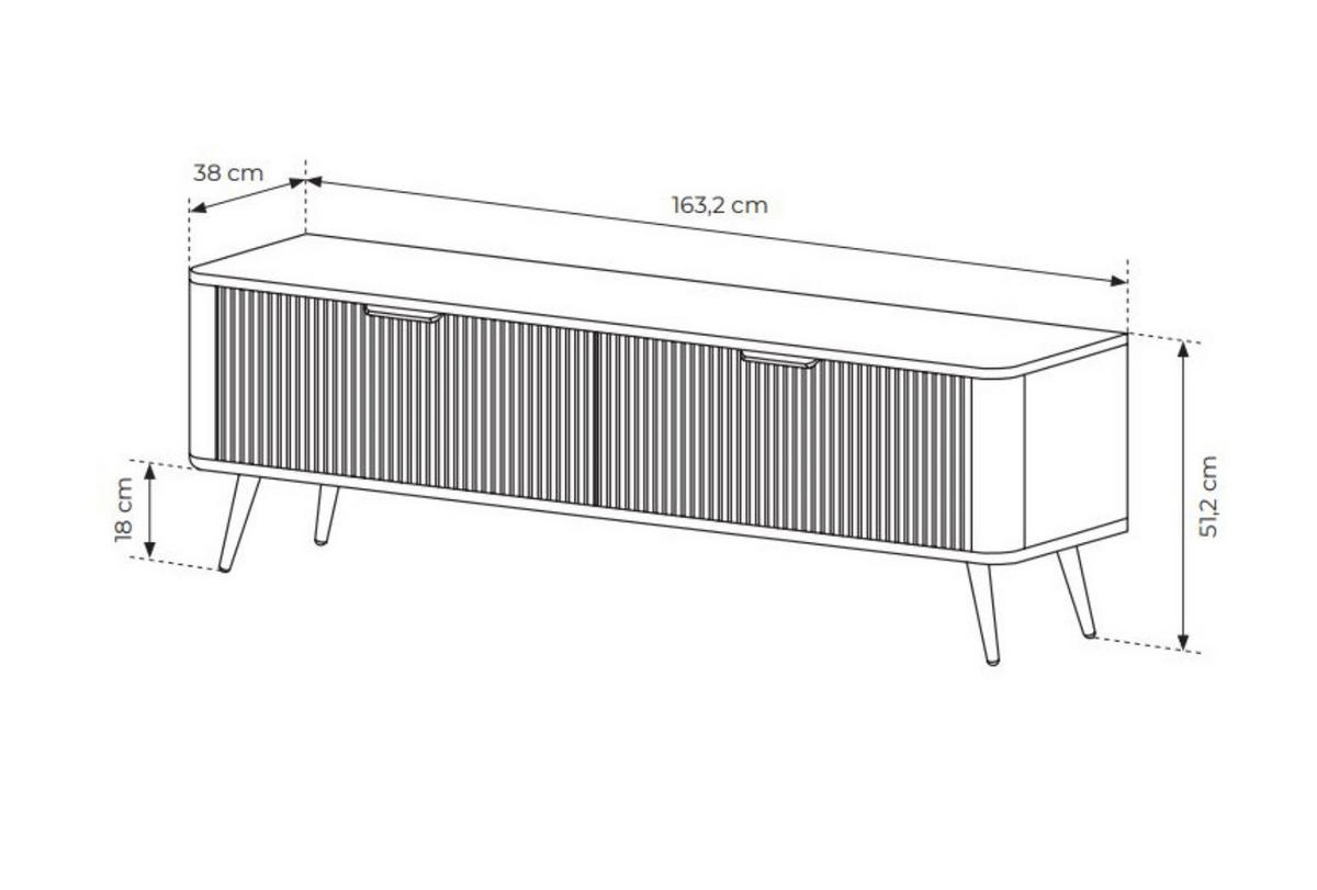 TV-SCHRANK mit Lamellen BELLO Schwarz - Schwarz, Holzwerkstoff (163/51/38cm) - Compleo24