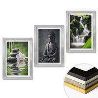 WANDBILDER 3er Set - 20x30 cm Silberner Rahmen - Entspannende Zen-Wassermalerei - Silberfarben, Kunststoff (20/30cm) - ArtPrintCave