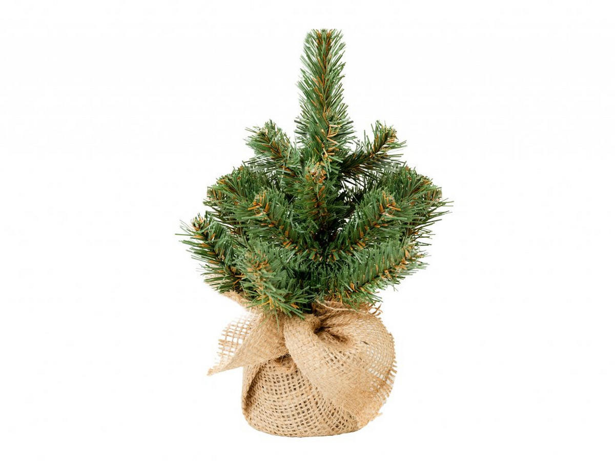 WEIHNACHTSBAUM künstlicher 25 cm, TINY 7, mit 26-teiligem Weihnachtsbaumschmuck, inkl. Metallständer und Aufbewahrungsbox - Rot/Weiß, Kunststoff/Stein (18/25cm) - LAALU