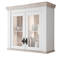 HÄNGESCHRANK weiß Pinie Landhaus, Küchenschrank hängend 92 x 85 cm, Soft-Close - Schwarz/Weiß, Glas/Holzwerkstoff (92/85/34cm) - Furn.Design