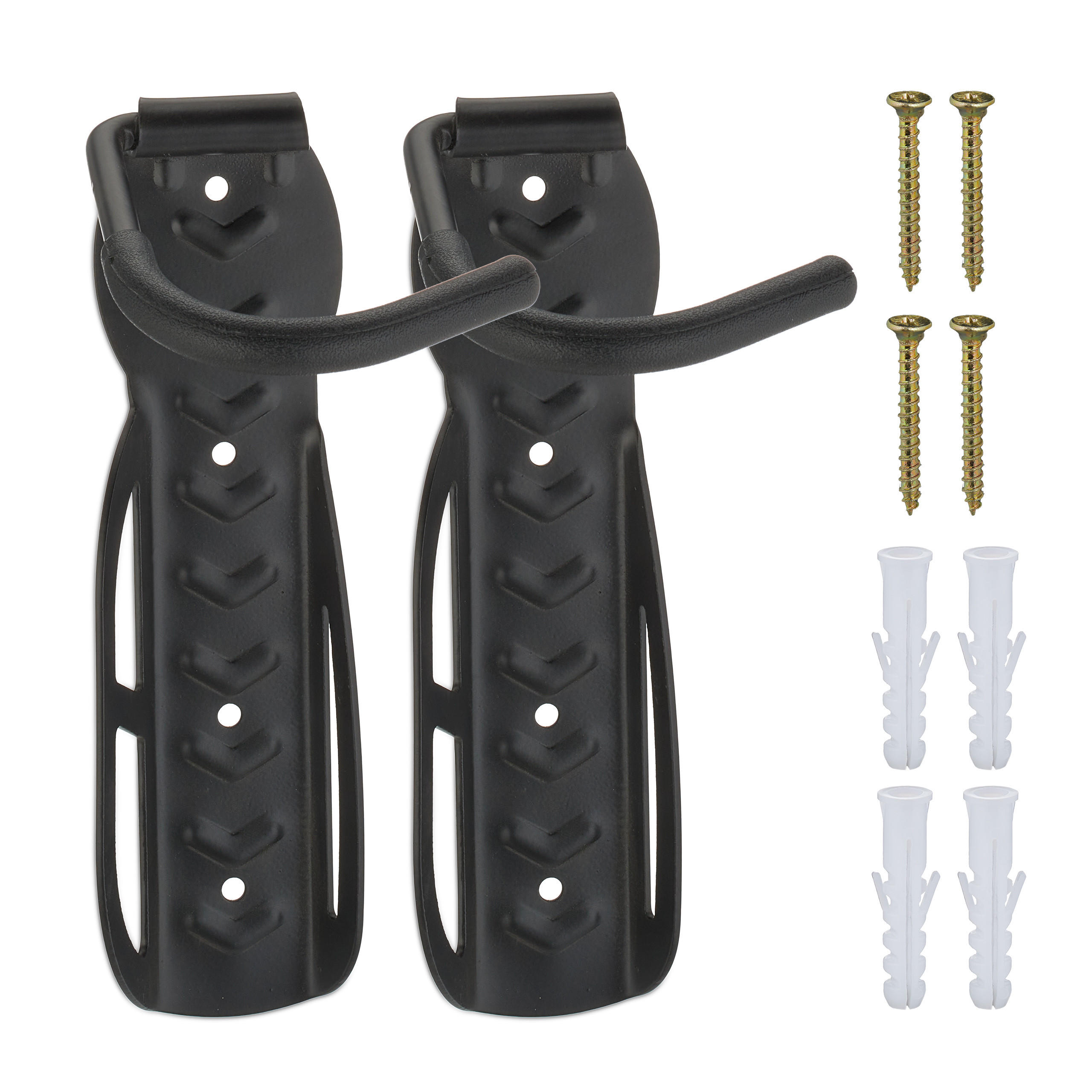 FAHRRADWANDHALTERUNG Schwarz 2er-Set Stahl 25 kg - Schwarz, Kunststoff/Metall (11/25.5/14cm) - Relaxdays