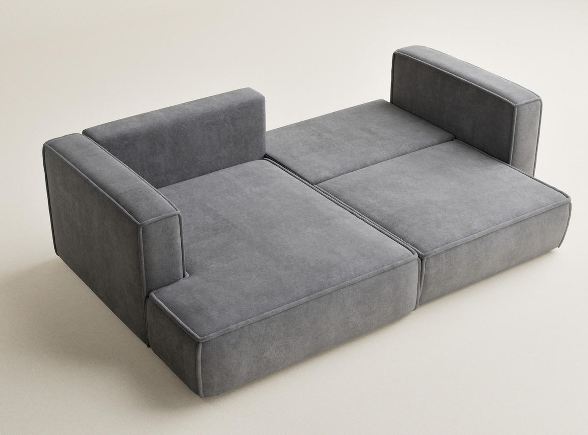 ECKSOFA MIT SCHLAFFUNKTION Velto Grau Webstoff - Schwarz/Grau, Holz/Holzwerkstoff (152/250cm) - Maison de Reve