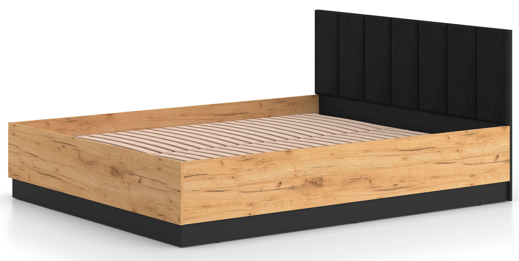 DOPPELBETT Urso Gold Craft Eiche / Schwarz 165 / 208 / 90 cm - Schwarz/Braun, Holz/Holzwerkstoff (160/200cm) - Feldmann-Wohnen