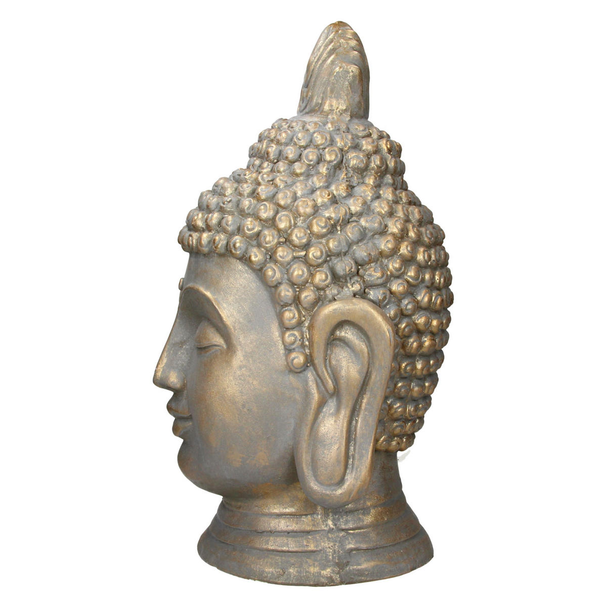 BUDDHA KOPF STATUE 53 cm - Bronzefarben, Kunststoff (29/53/31cm) - ECD-Germany