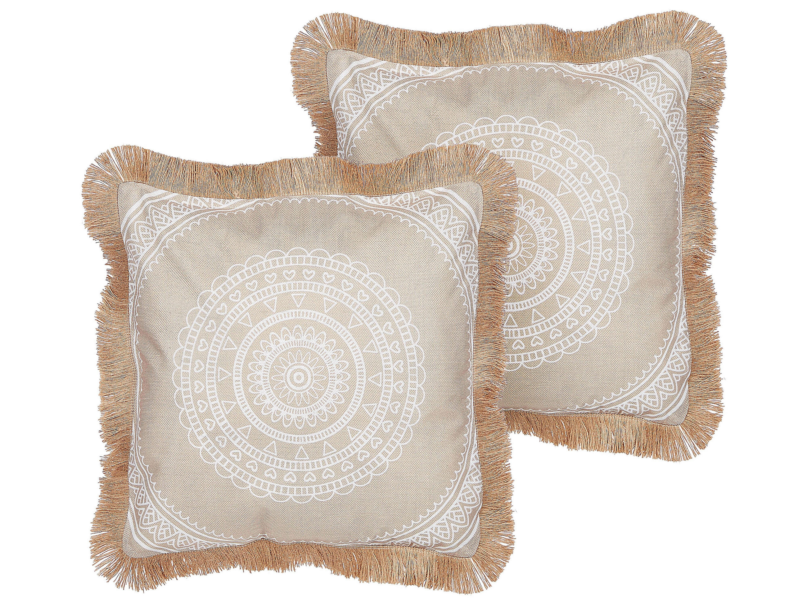DEKOKISSEN 2er-Set Sandbeige 45/7 cm Geranium - Beige, Textil (45/7cm) - Beliani