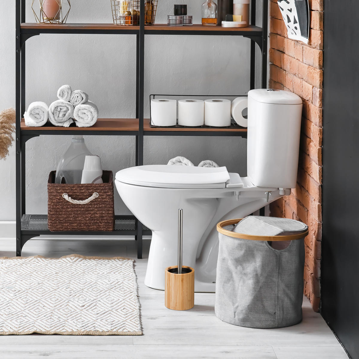 SILIKONTOILETTENBÜRSTE - Multicolor, Holz/Kunststoff (10.5/35/10.5cm) - Relaxdays