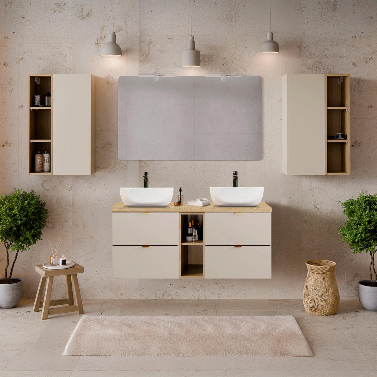WASCHTISCHUNTERSCHRANK 120.6cm Azel Kaschmir - Beige, Holzwerkstoff (120.6/52/46cm) - Petits-meubles