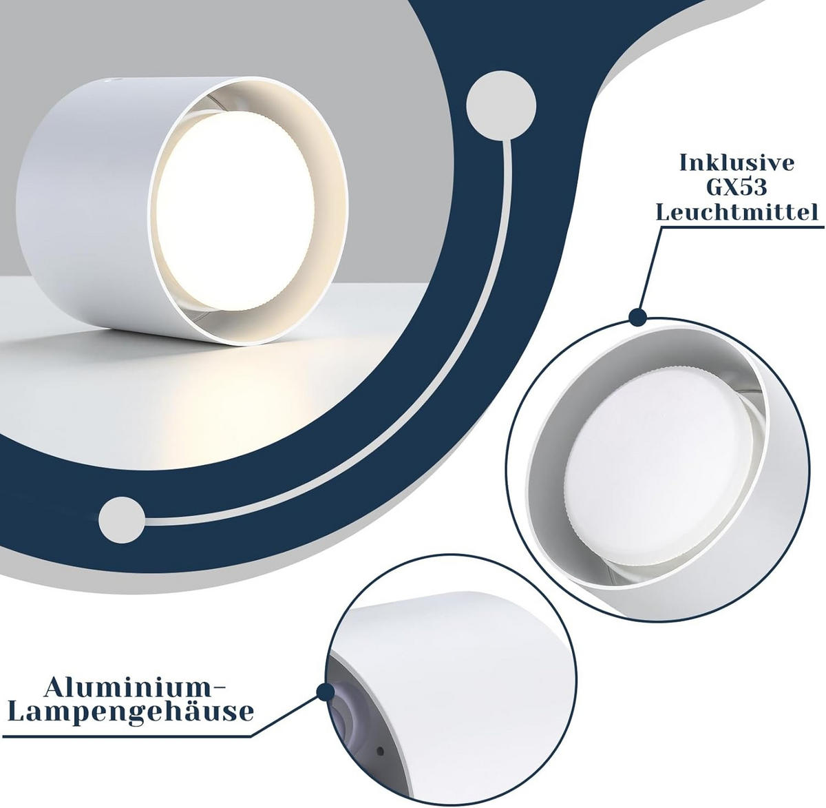 DECKENSTRAHLER Lichtmar 10/8/10 cm - Schwarz, Metall (10/10/8cm) - ZMH