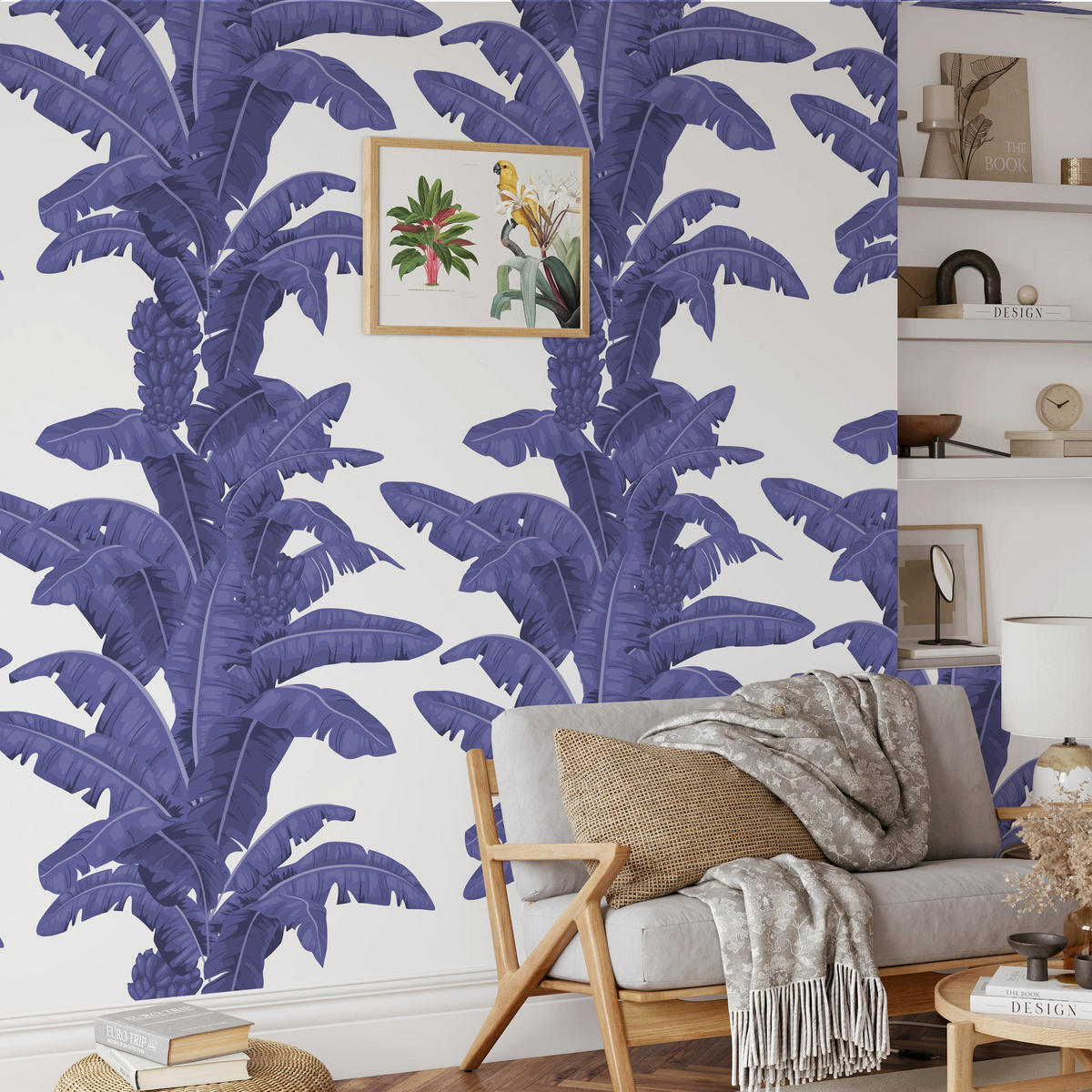 TAPETE Palmen aus echtem Papier, 200x280cm, 8 Bögen - Blau, Papier (200/280cm) - WALLPAPERS4BEGINNERS