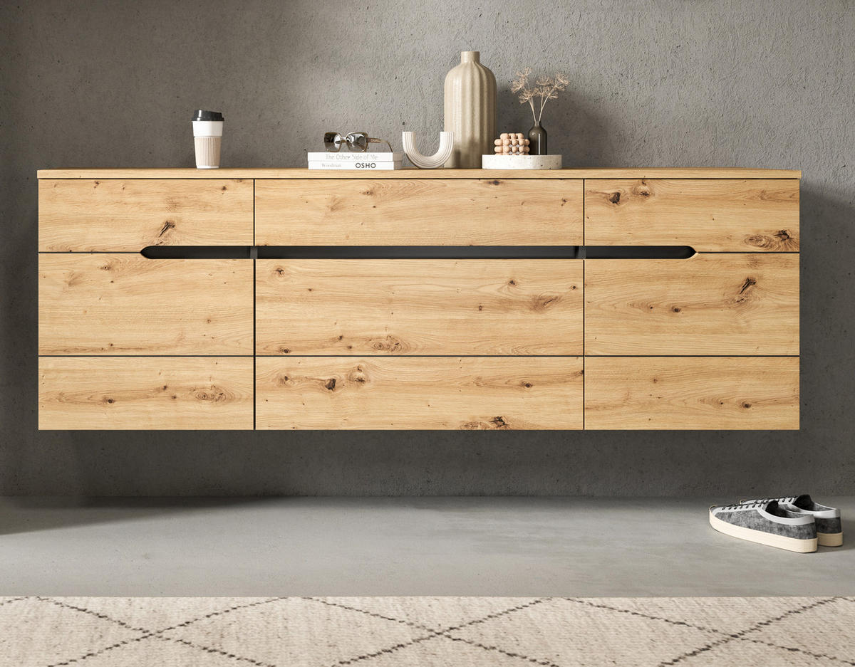 GARDEROBENSCHRANK hängend CANU (B/H/T: ca. 176/60/37 cm) in Basalt grau/Artisan Nachbildung - Grau, Holzwerkstoff (176/60/37cm)