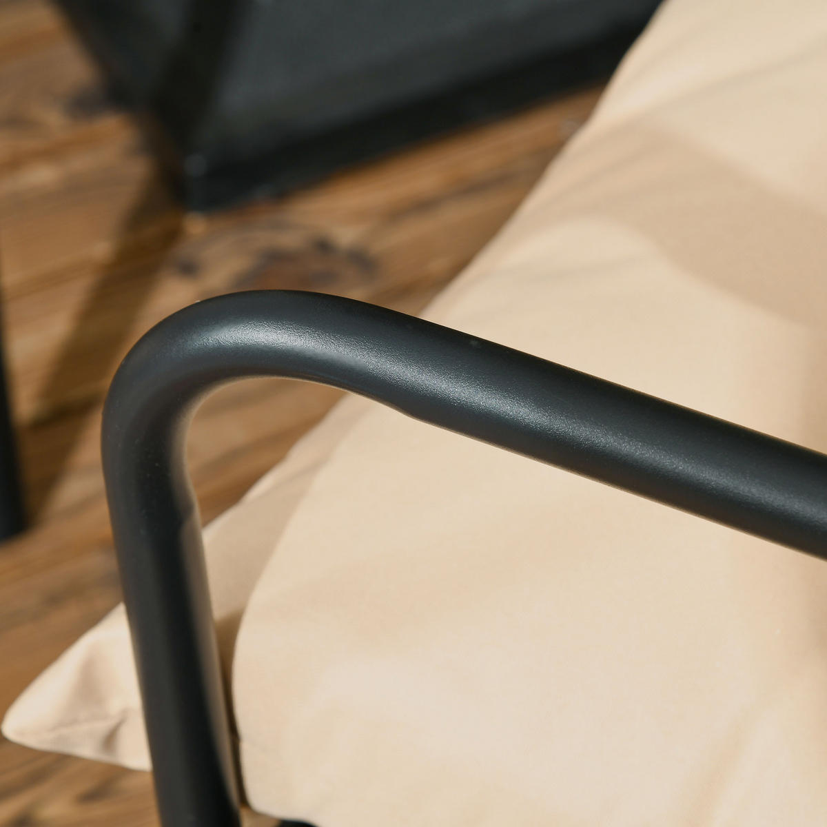 GARTENTISCHGRUPPE DE-18105 mit 12 cm dicken Polsterkissen Schwarz/Beige - Schwarz, Metall - ComfortXL