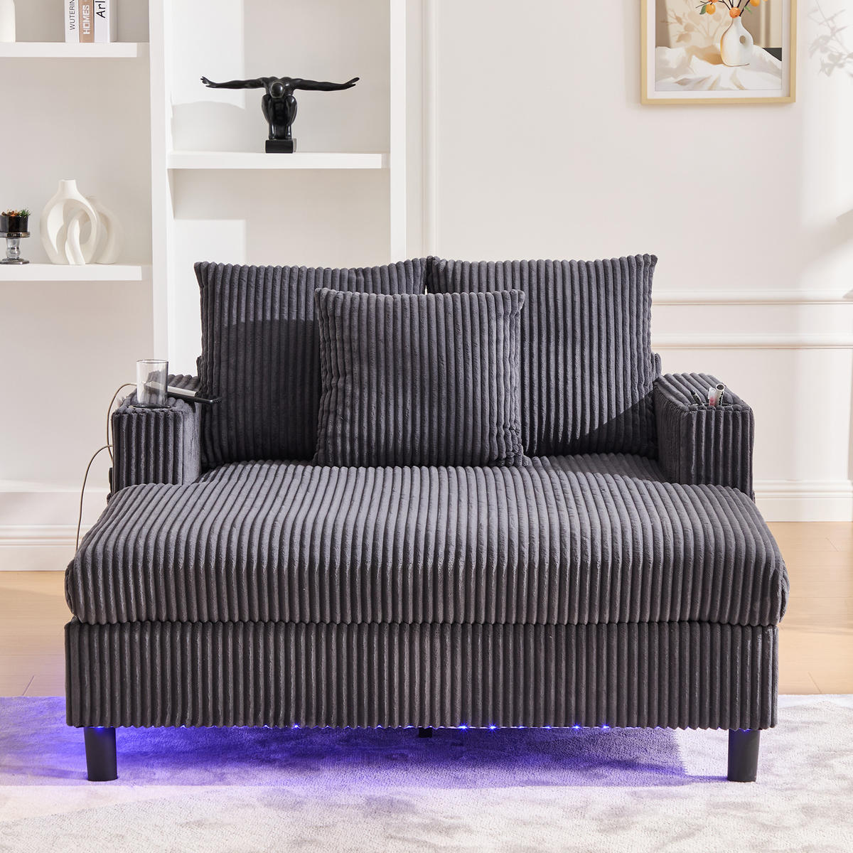SOFABETT 142/128/85 cm Dunkelgrau - Dunkelgrau, Textil (128/85/142cm)