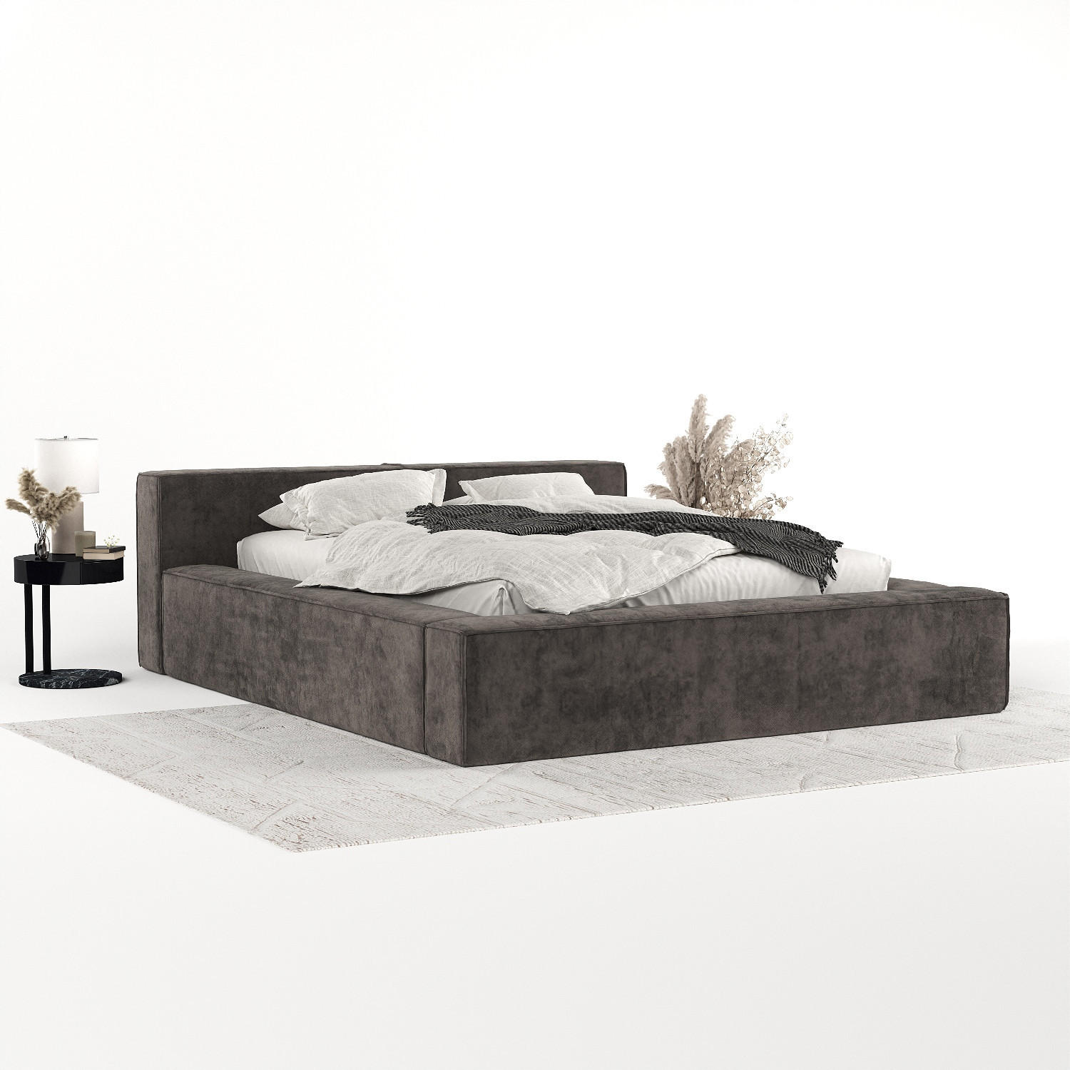 POLSTERBETT Casto mit Stauraum 200/200 cm Braun im Terra NW Stoff - Schwarz/Naturfarben, Holz/Holzwerkstoff (200/200cm) - AltaBeds