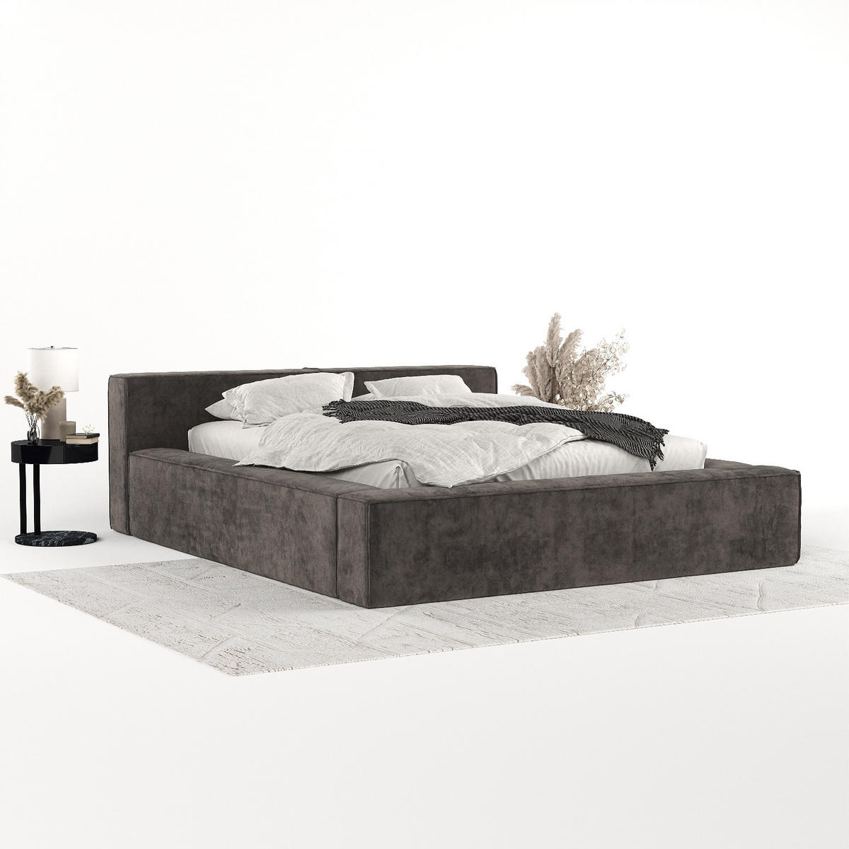 POLSTERBETT Casto mit Stauraum 140/200 cm Braun im Terra NW Stoff - Schwarz/Naturfarben, Holz/Holzwerkstoff (140/200cm) - AltaBeds