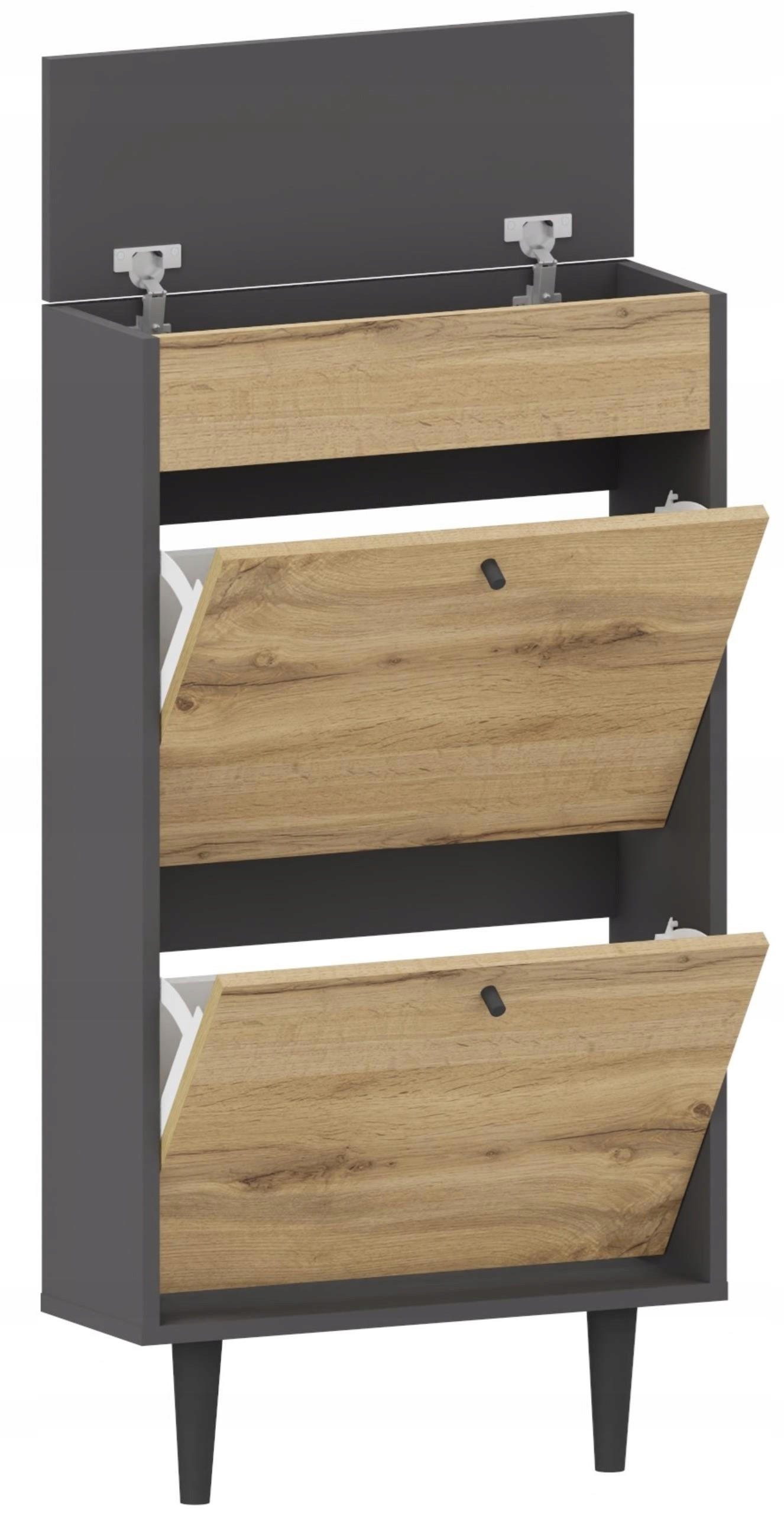 SCHUHSCHRANK Dotti 521 Anthrazit-Wotan Eiche 55/21/104 cm Wandmontage - Anthrazit/Eiche Wotan, Holzwerkstoff (55/104/21cm) - Matkam Möbel