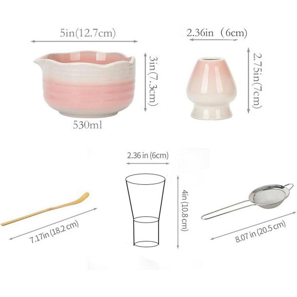 MATCHA Set 5-teiliges Set Wellengrün - Grün, Naturmaterialien (13/8/13cm)