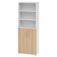KOMBISCHRANK - 3 plus 3 Ordnerhöhen 42/80/215,6 cm in Weiß/Eichefarben - Eichefarben/Weiß, Holzwerkstoff (80/215.6/42cm) - bümö