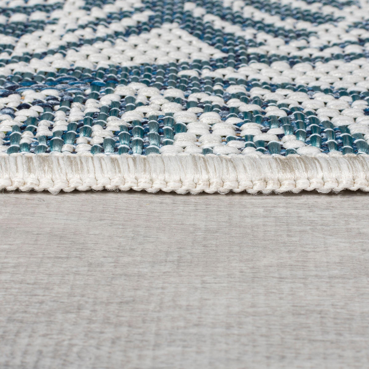 TEPPICH Outdoor Naturmotive Muster, Floral, Balkon schmutzabweisend Blau-Grün Rechteckig 120x170 - Grün, Textil (120/170cm) - KADIMA DESIGN