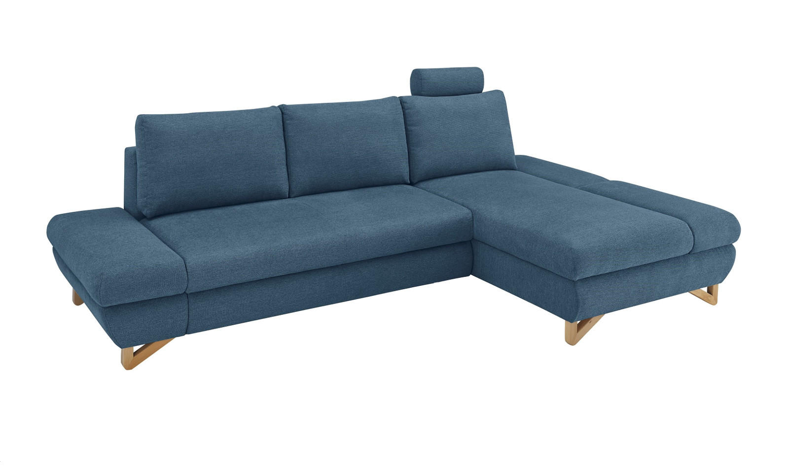 ECKSOFA blau Struktur-Stoff, Wohnzimmer Sofa - Blau, Holz/Textil (284/166cm) - Furn.Design