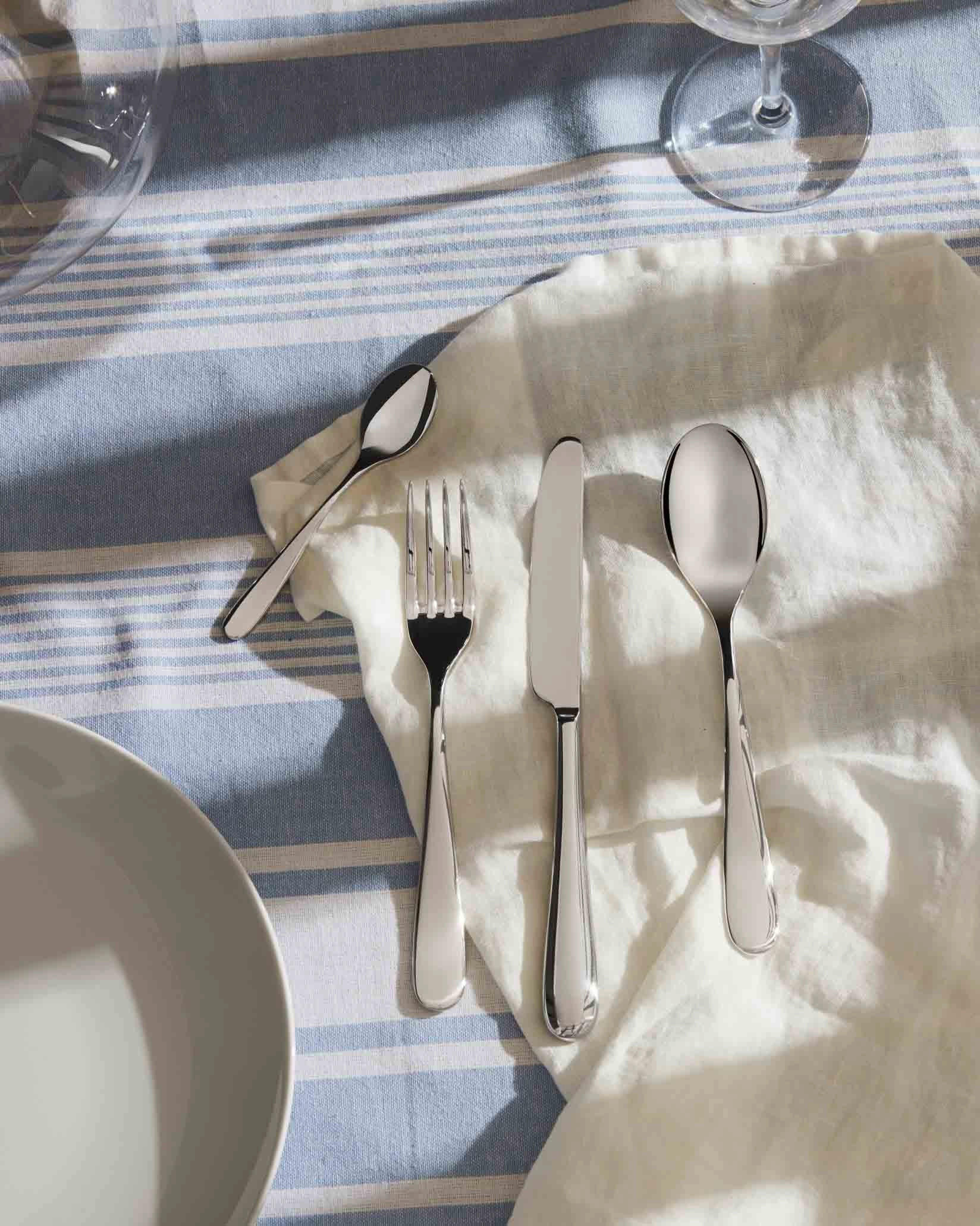BESTECKSET Nuovo Milano - 5180S24M - Monoblock - 24-teilig - von Ettore Sottsass - Silberfarben, Metall - Alessi