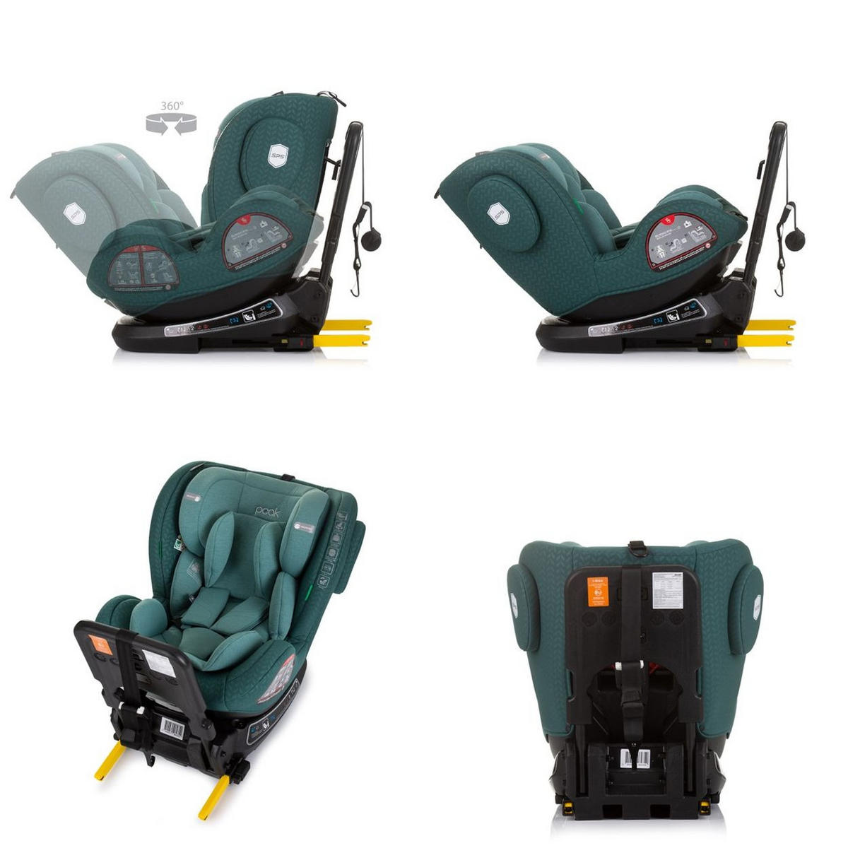 KINDERSITZ Peak i-Size grün (40 - 150 cm) Isofix, SPS, drehbar, verstellbar - Grün, Kunststoff (52/60/60cm) - Chipolino