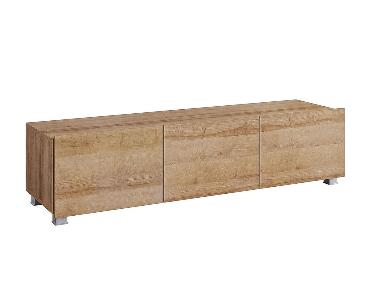 WOHNWAND Kossana 4 Modern Weiß/Goldene Eiche 255/142/43 cm Designmöbel - Hellbraun/Weiß, Holzwerkstoff/Kunststoff (255/142/43cm) - AX Living