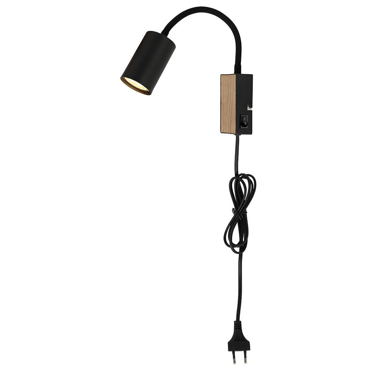 WANDLEUCHTE Robby Holzoptik Schwarz - Schwarz, Metall (7/42.5/30cm) - Globo Lighting
