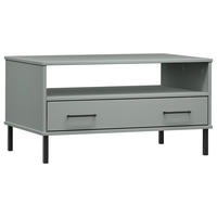 COUCHTISCH OSLO mit Metallbeinen Grau 85x50x45 cm Massivholz - Grau, Holzwerkstoff (85/50/45cm) - furnicato