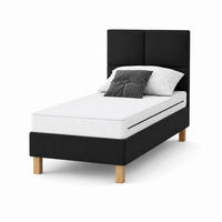 BETT für Hotel DUBAJ 70 x 200 cm, Polsterbett mit Rädern, Taschenmatratze, Einzelbett, 1 Stück, Schwarz - Schwarz, Holz/Buchenholz (70/200cm) - Trada