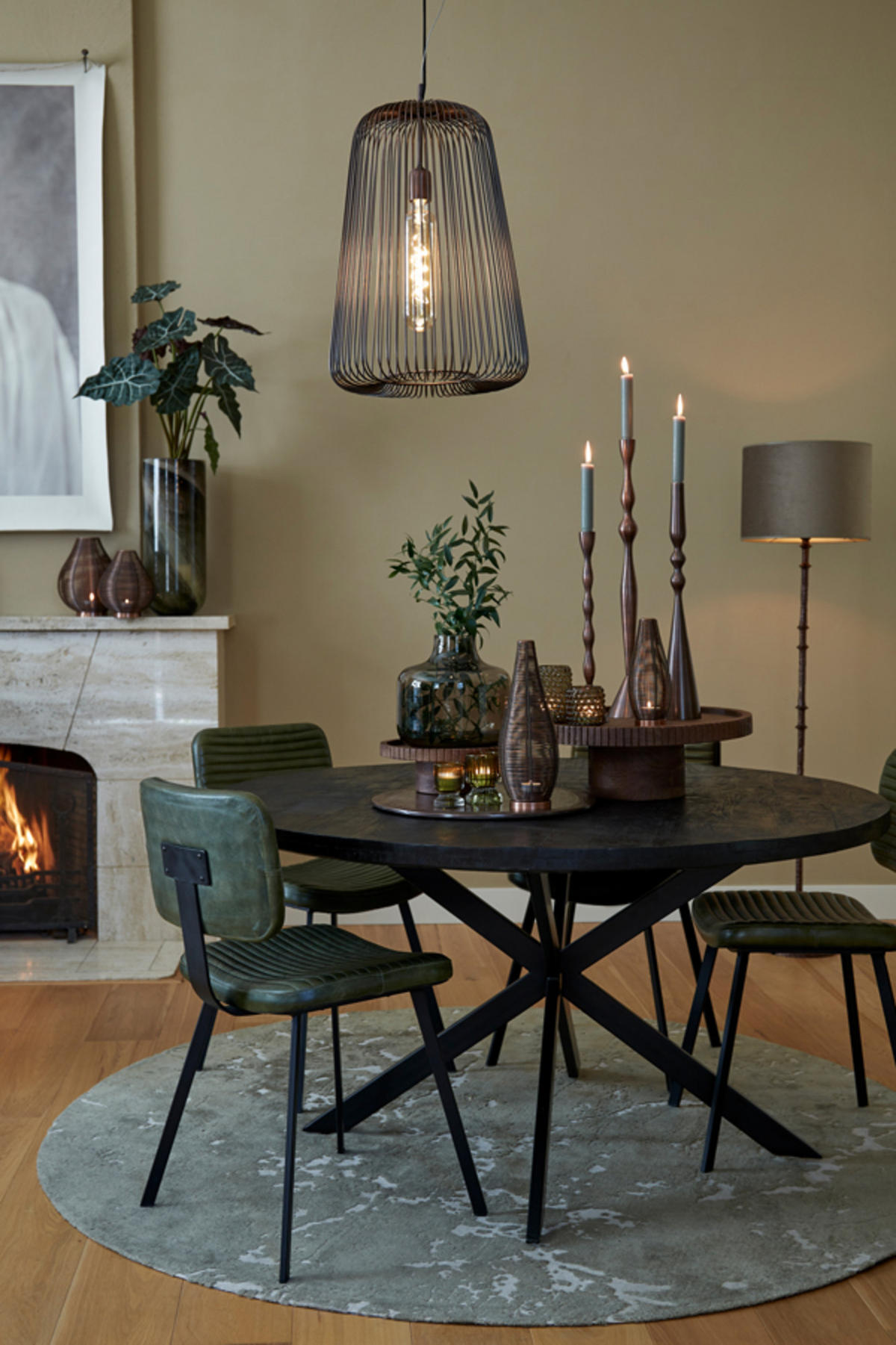 ESSTISCH Gelb Schwarz Ø140/76 cm - Schwarz, Metall (140/140/76cm) - Light & Living