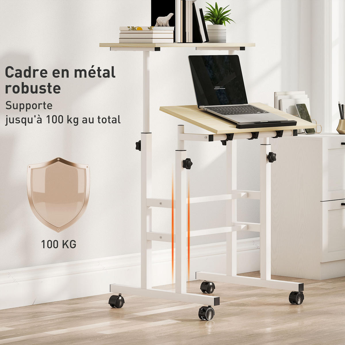 LAPTOPTISCH DE-14912 mit Höhenverstellung Natur - Naturfarben, Metall (60/60/120cm) - ComfortXL