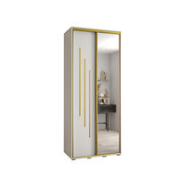 SCHWEBETÜRENSCHRANK 235,2/100/60 2-türig - Goldfarben/Weiß, Holz/Metall (100/235/60cm) - Abiks Möbel