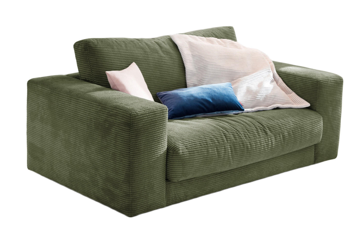 LOVESEAT MADELINE Grün Cord - Schwarz/Grün, Kunststoff/Textil (170/86/127cm) - KAWOLA