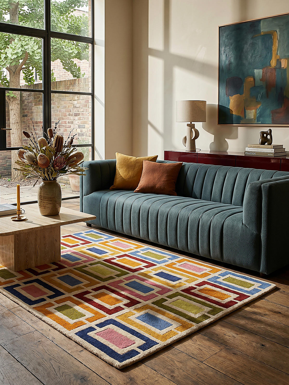 WOLLTEPPICH Geometrisch, Retro-Stil, Wohnzimmer Multicolor-Orange Rechteckig 200x290 - Multicolor, Textil (290/200cm) - KADIMA DESIGN