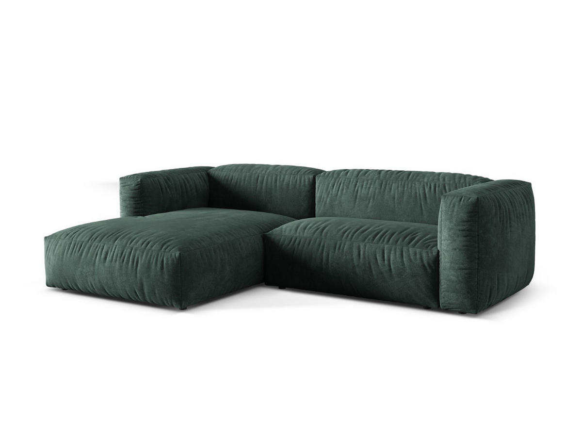 ECKSOFA modular links Martina aus Samt petrol 2 Sitzplätze - Salbeigrün, Textil (176/283cm) - Micadoni