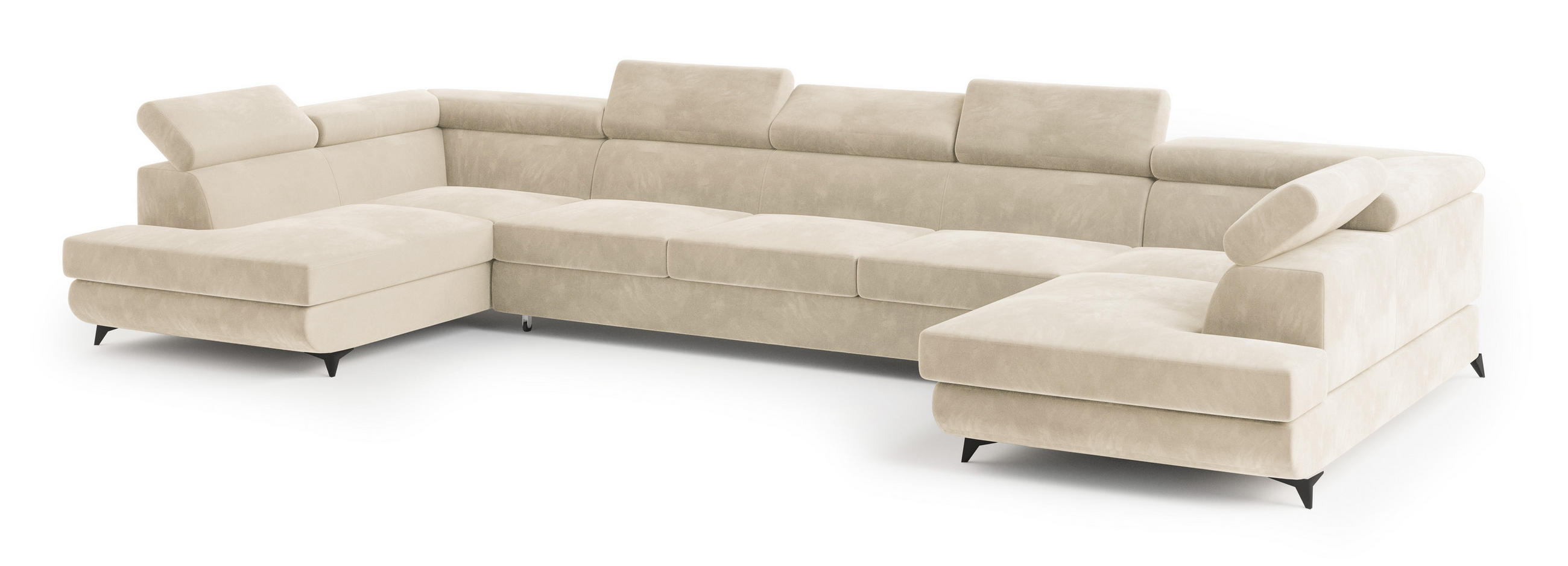 ROHOVÁ SEDAČKA URMANO krémová - černá/krémová, kov/dřevo (395/190cm) - MASSENO