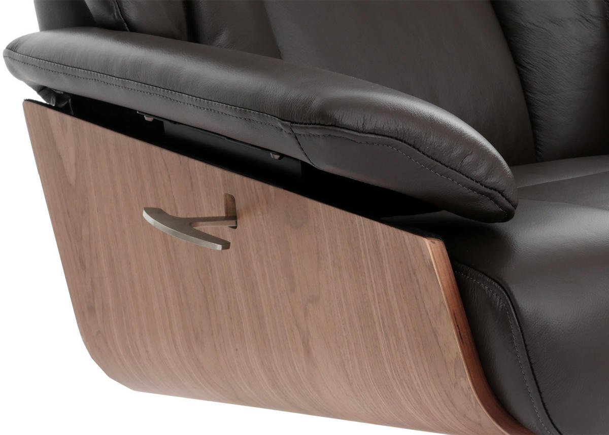 RELAXSESSEL + HOCKER Braun - Braun, Leder (81/105/106cm) - MCW