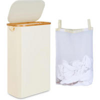 WÄSCHEKORB mit Deckel und Innentasche Beige 60L - Beige, Textil (23/66.5/41cm)