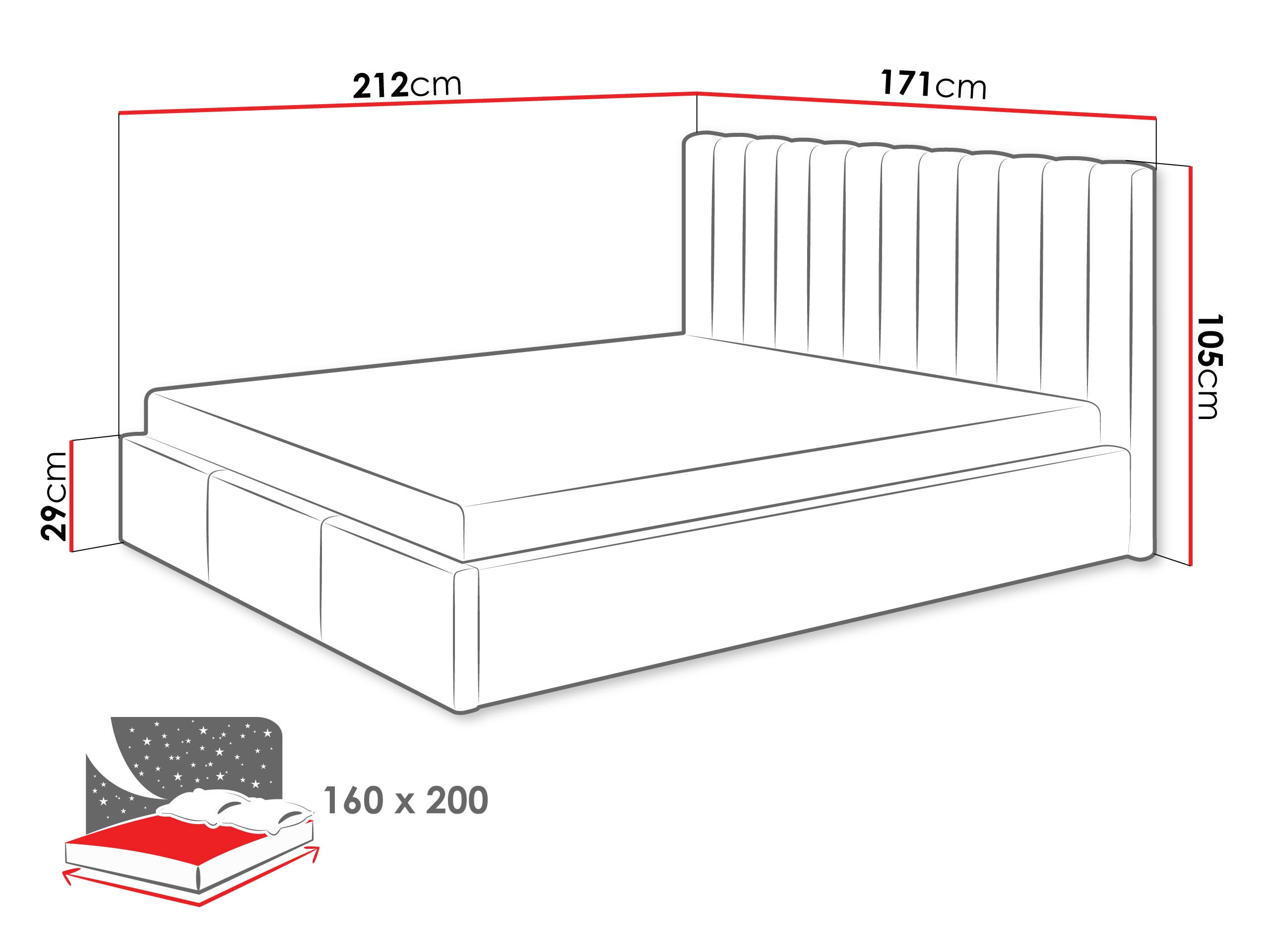 Thumbnail - Mirjan24 Polsterbett, Grau, Textil, Rechteckig, 160x200 cm, Schlafzimmer, Betten, Polsterbetten