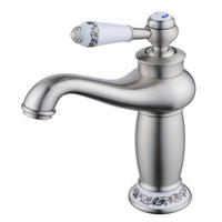 WASCHTISCHARMATUR gebürstetes Nickel mit Keramikdekor - Silberfarben, Metall (12/20/13.5cm)