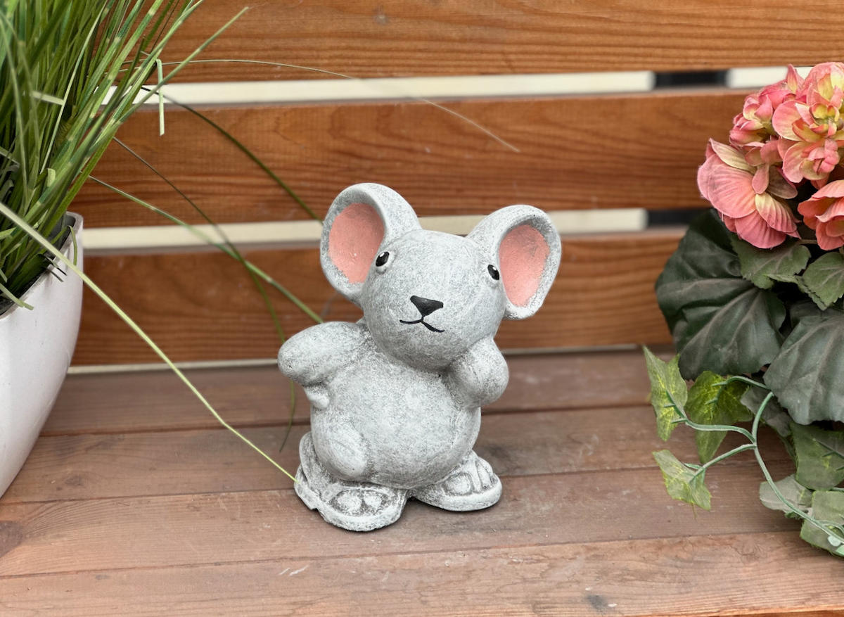 STEINFIGUR Maus Stella frostfest massiver Steinguss - Grau, Stein (12/15/10cm) - stoneandstyle