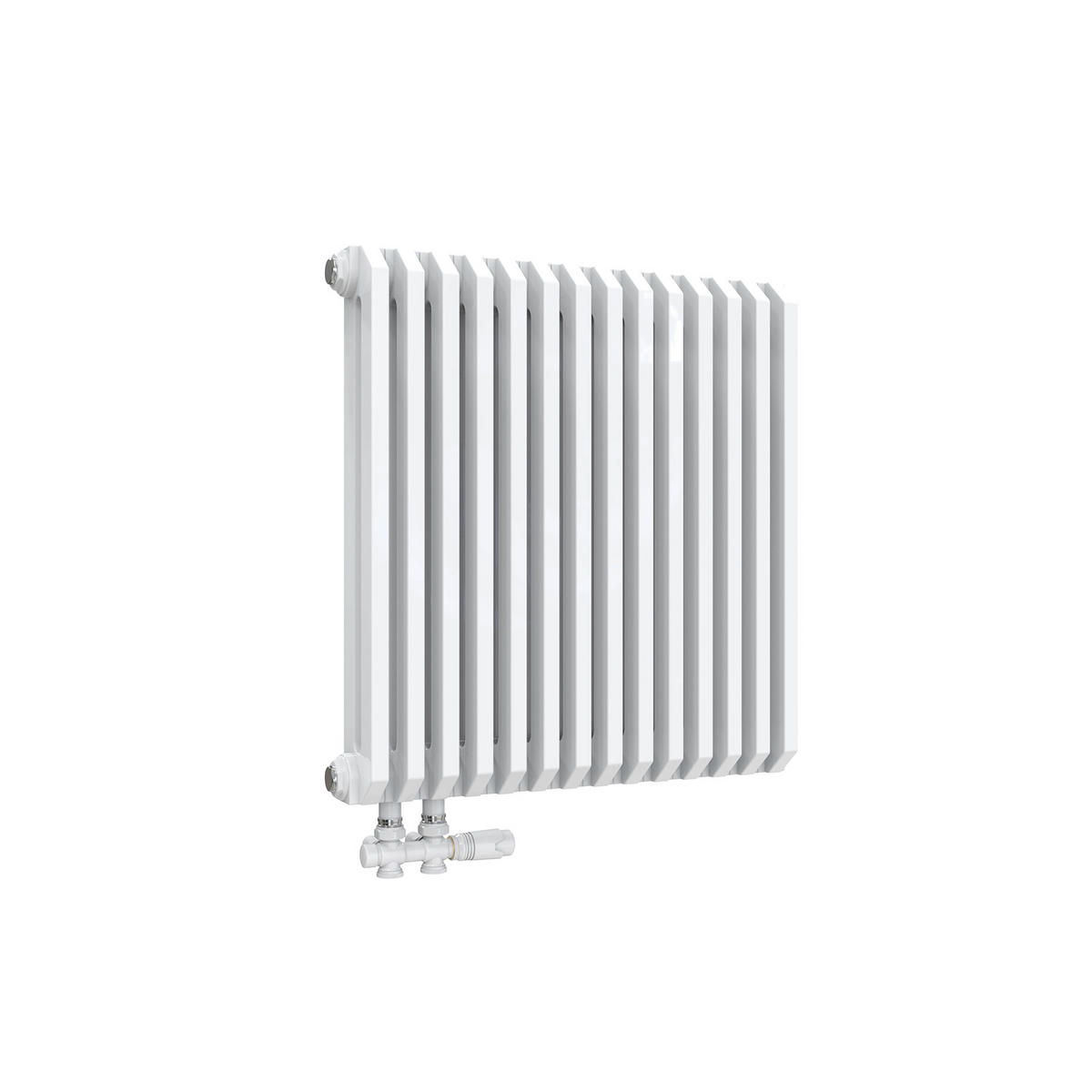 HEIZKÖRPER D-Profil Vertikal Mittelanschluss Glänzend Weiß 60/60 cm - Weiß, Metall (60/60/10cm) - EMKE