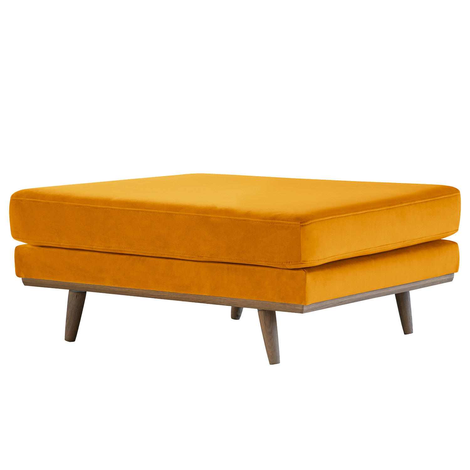 POLSTERHOCKER - Eichefarben/Gelb, Eichenholz/Textil (85/43/60cm) - home24