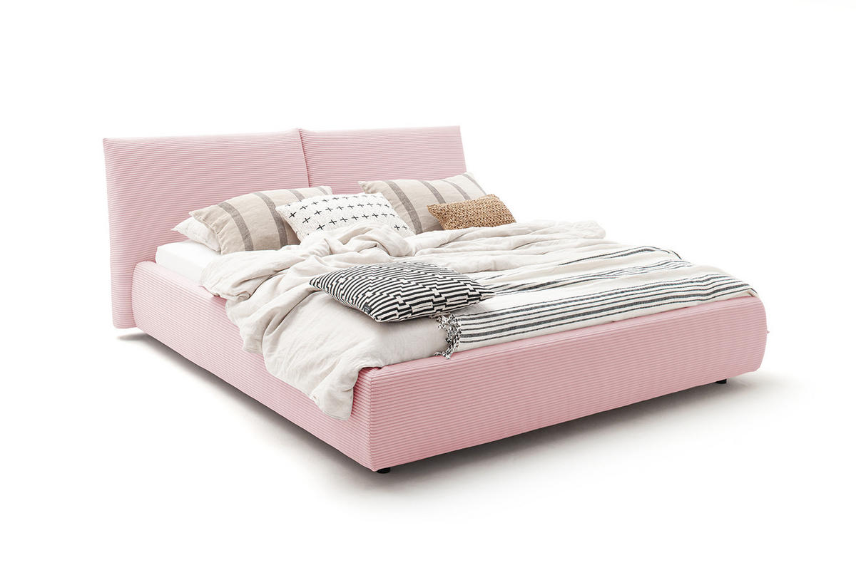 POLSTERBETT HENRY Pink Cord - Pink/Schwarz, Textil (200/200cm) - KAWOLA