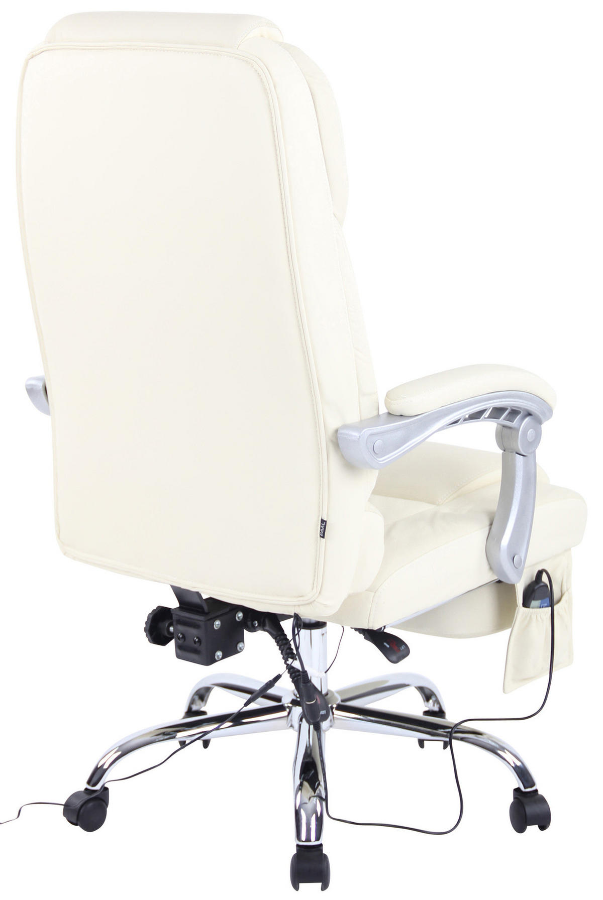 BÜROSTUHL Pacira, Echtleder mit Massagefunktion Creme - Creme, Leder/Metall (68/127/64cm) - TPFLiving