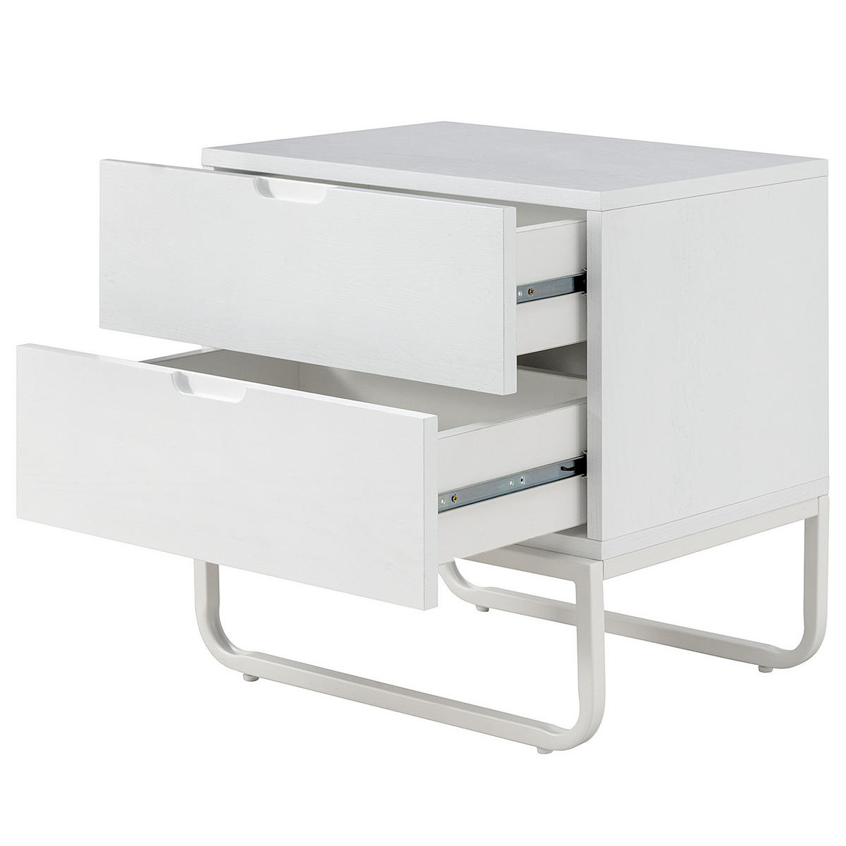 NACHTKOMMODE - Echtholzfurnier / Metall - Weiß, Holzwerkstoff/Metall (55/56/40cm) - home24